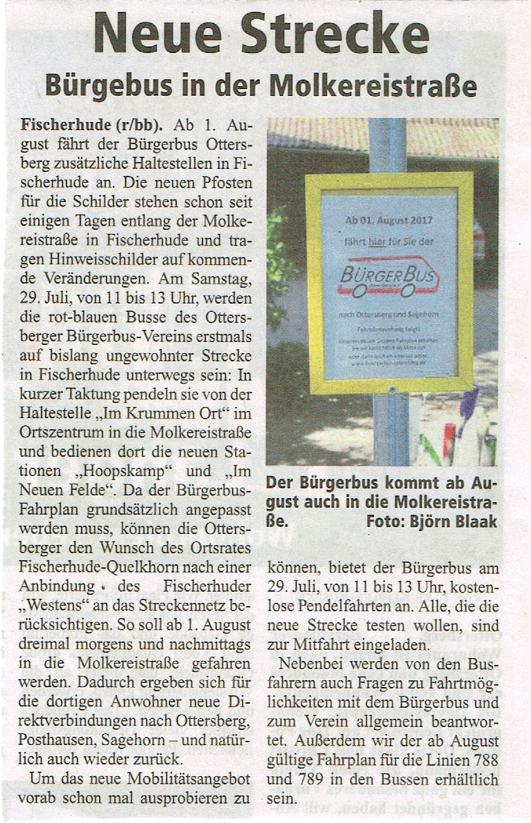 PM Rotenburger Rundschau 08.07.2017 Neue Strecke